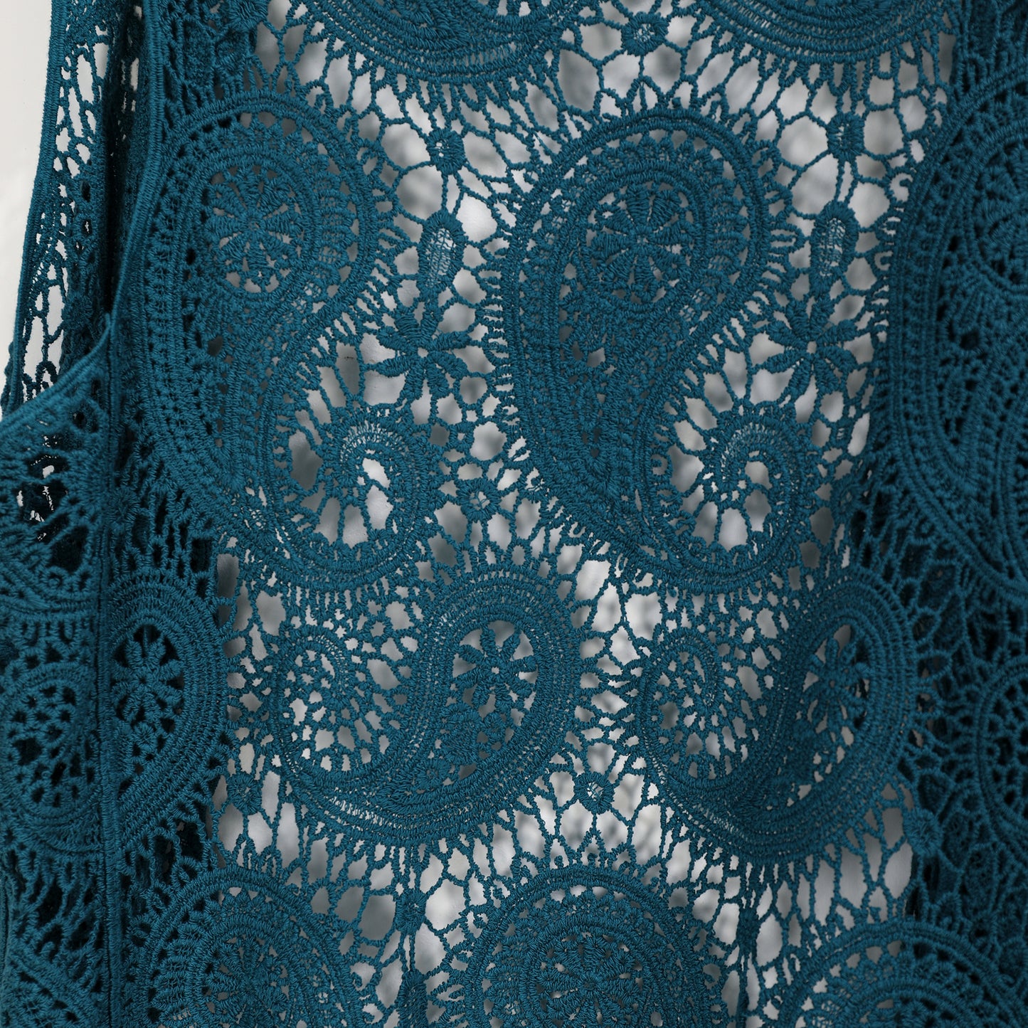 JASTIE Women's Cotton Crochet Vest Boho Hollow Out Sleeveless Cardigan Vintage Paisley Knit Beach Cover Up