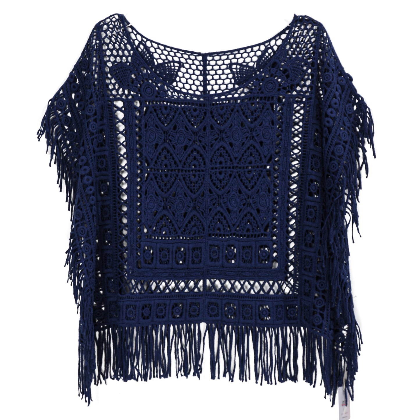 JASTIE Women Boho Hippie T-Shirt Tunic Tops Crochet Blouse Shirt Hollow Out Beach Swimsuit Cover Up