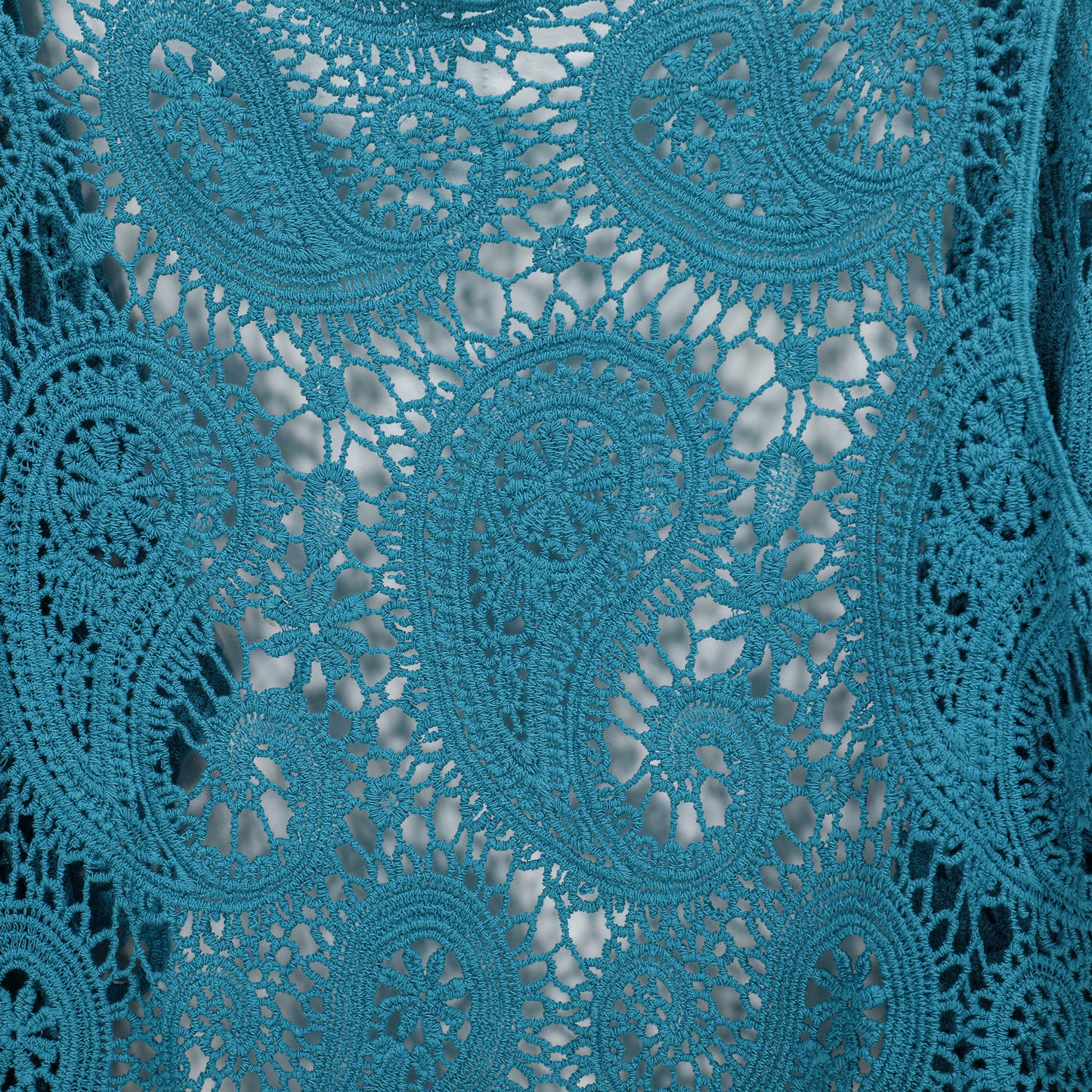 JASTIE Women's Cotton Crochet Vest Boho Hollow Out Sleeveless Cardigan Vintage Paisley Knit Beach Cover Up
