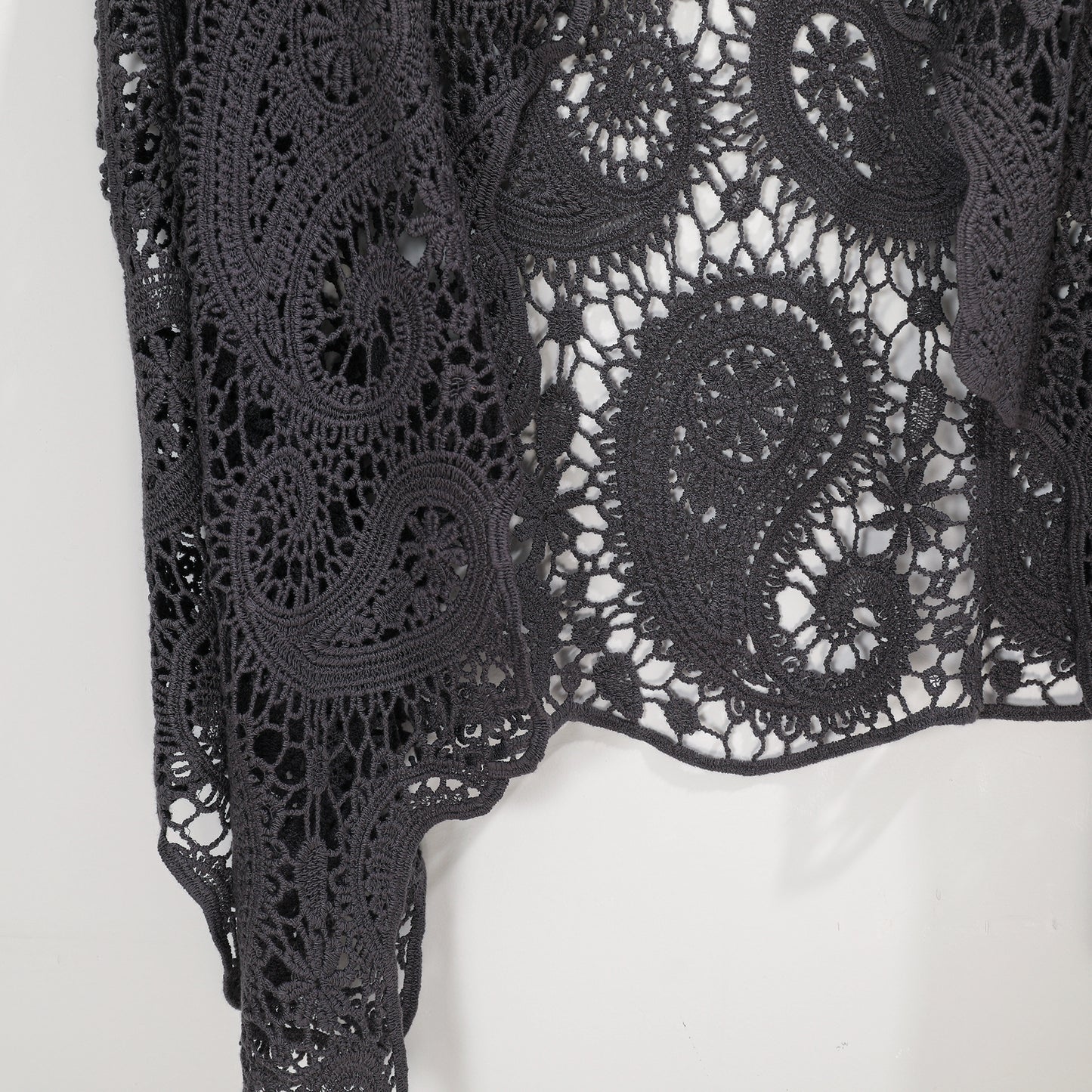 JASTIE Women's Cotton Crochet Vest Boho Hollow Out Sleeveless Cardigan Vintage Paisley Knit Beach Cover Up