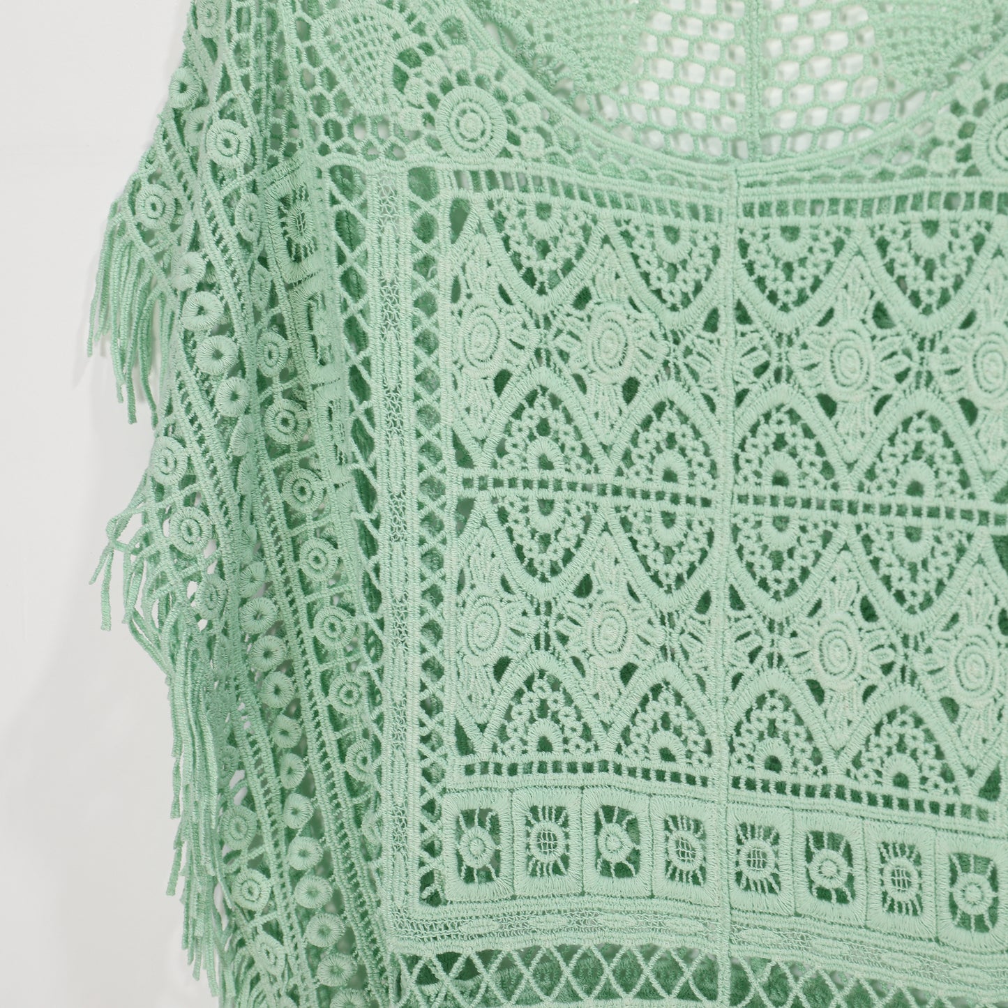 JASTIE Women Boho Hippie T-Shirt Tunic Tops Crochet Blouse Shirt Hollow Out Beach Swimsuit Cover Up