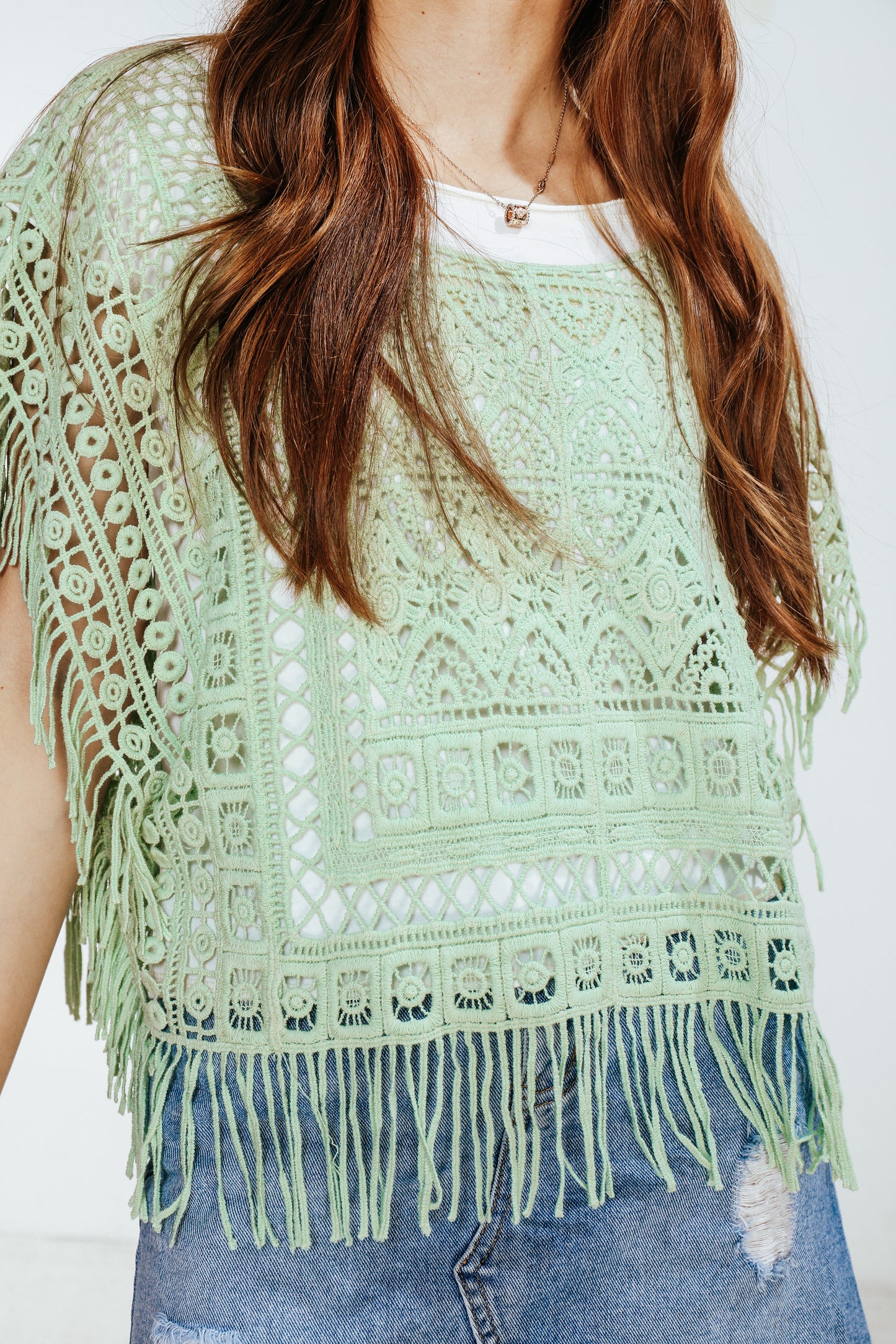 JASTIE Women Boho Hippie T-Shirt Tunic Tops Crochet Blouse Shirt Hollow Out Beach Swimsuit Cover Up