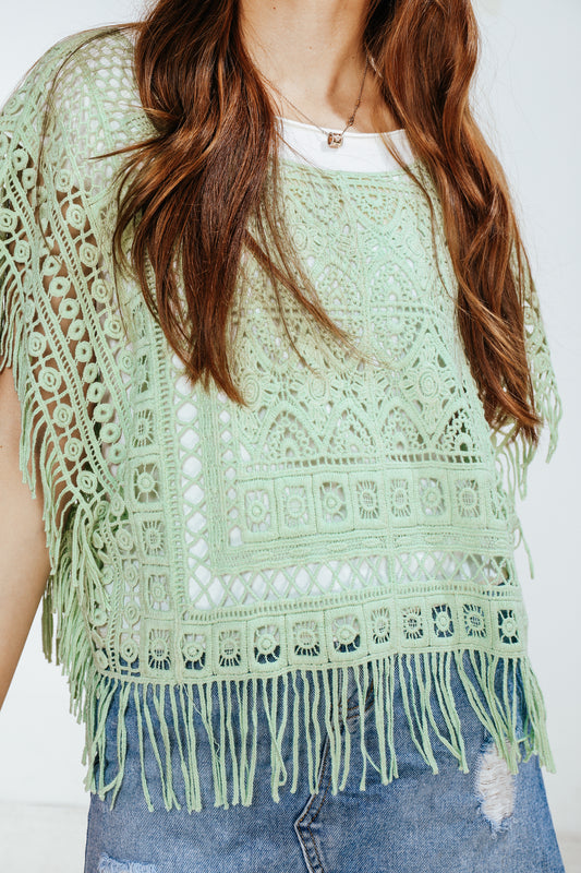 JASTIE Women Boho Hippie T-Shirt Tunic Tops Crochet Blouse Shirt Hollow Out Beach Swimsuit Cover Up
