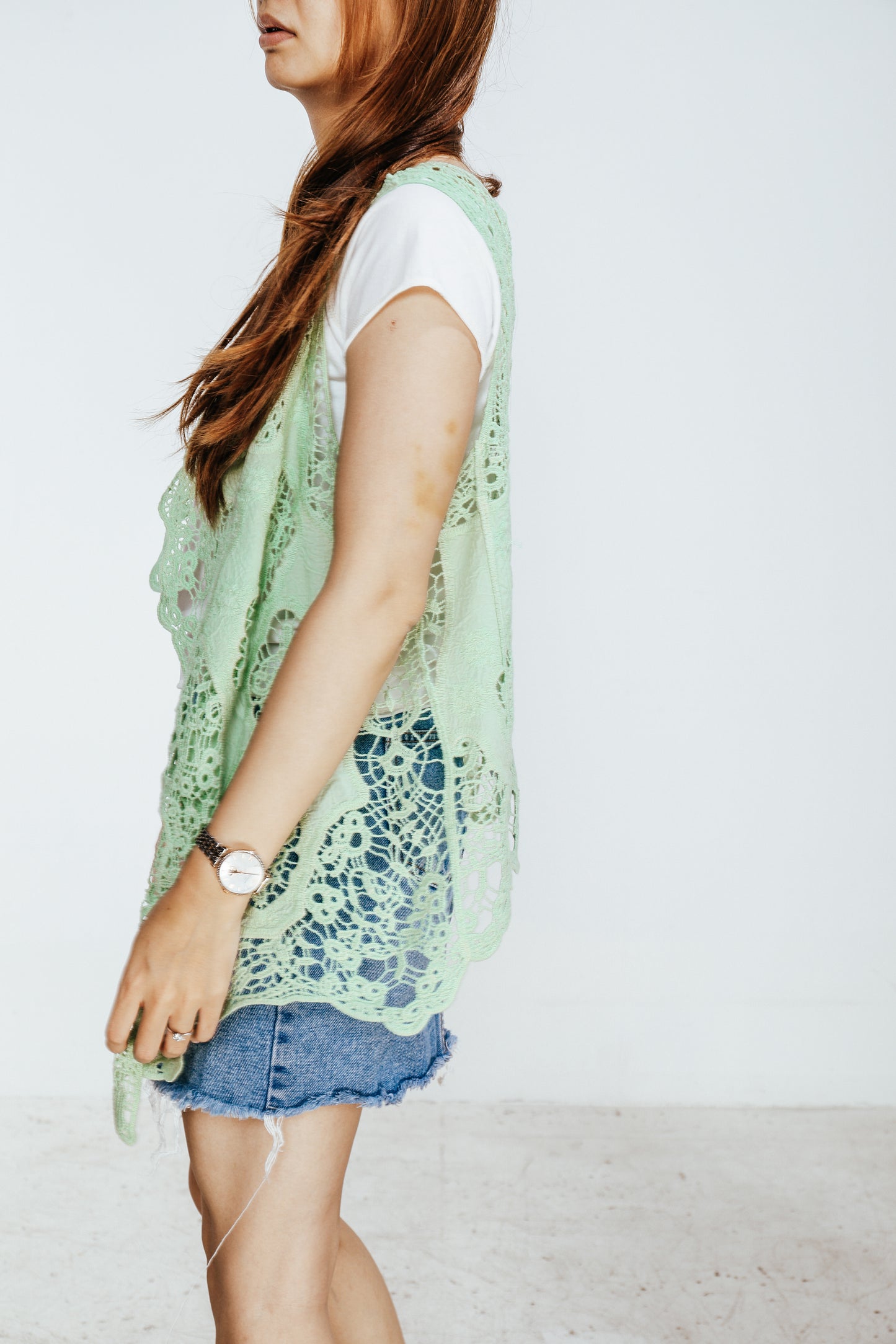 JASTIE Women Open Stitch Cardigan Boho Sleeveless Hippie Summer Hollow Out Solid Crochet Vest