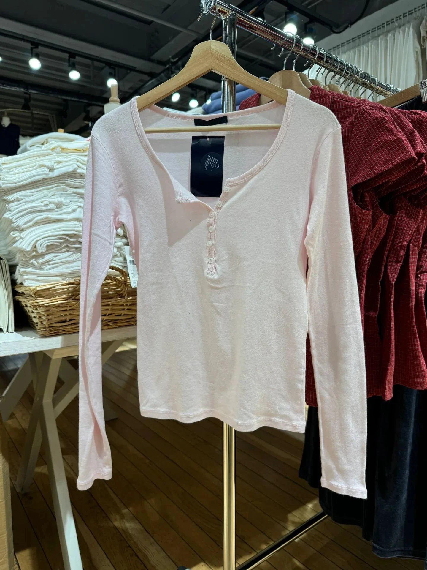 Burgundy Six Buttons T-shirt Woman Autumn Casual O-neck Cotton Slim Long Sleeve Tshirt Streetwear Vintage Simple Basic Tee Tops