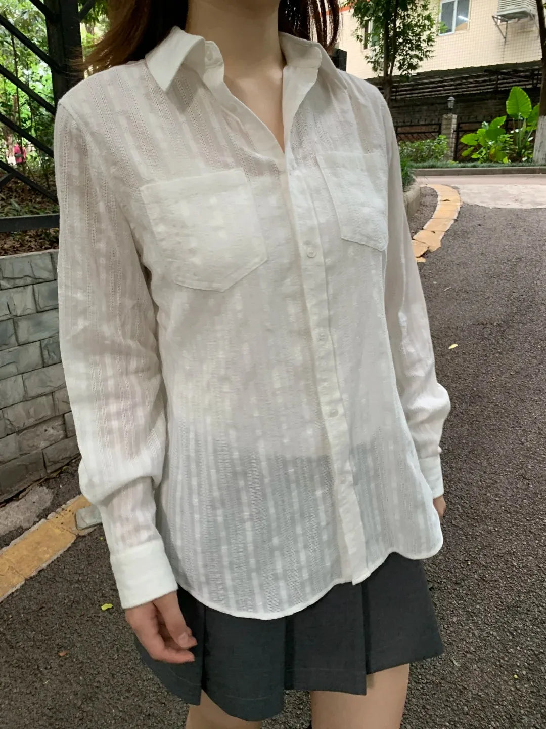 Linen Cotton Collar Buttons Blouse T-shirts Women Slim Casual White Long Sleeve Tees Girls Sweet Cute Preppy Style Y2K Crop Tops