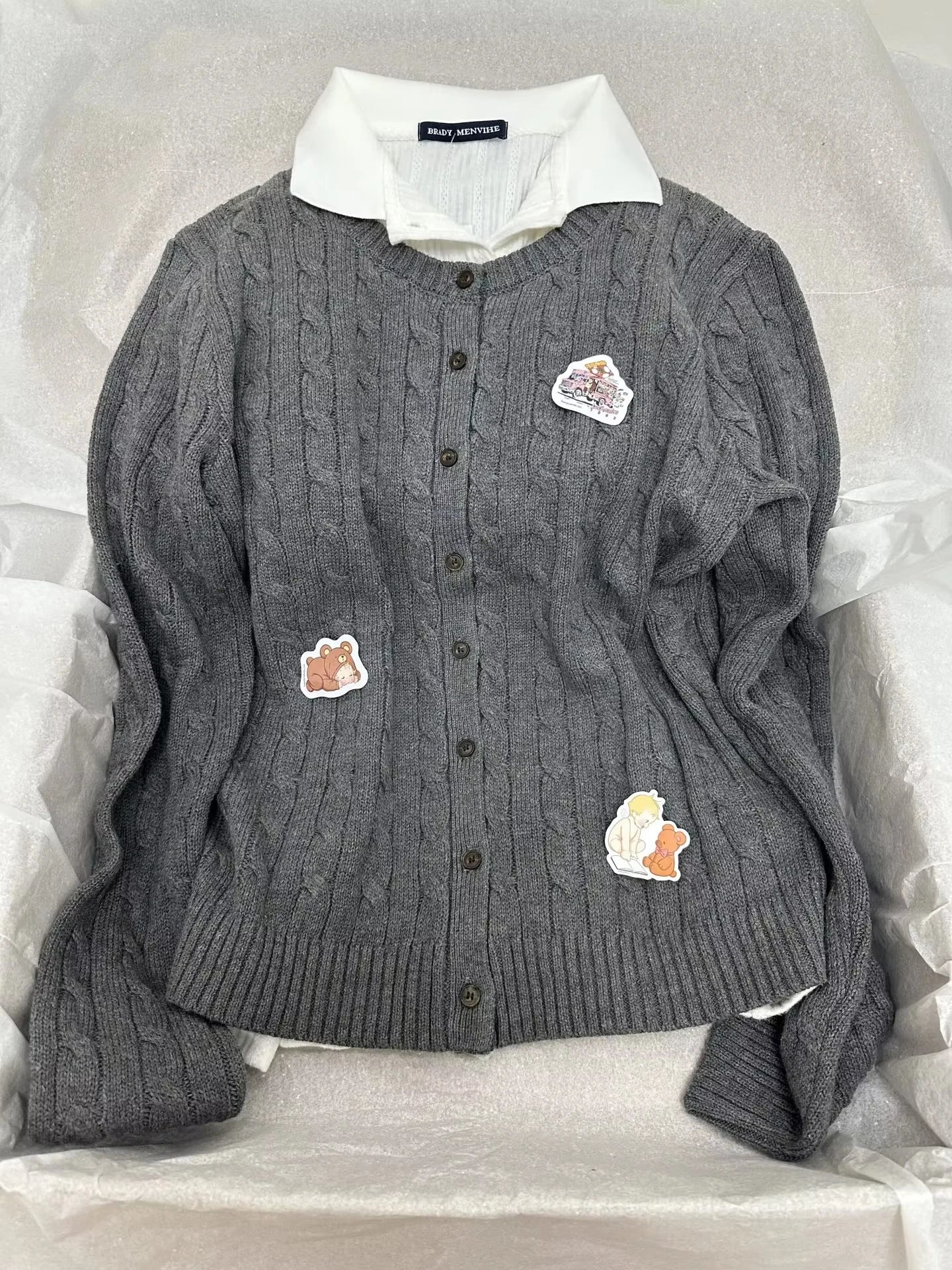 Twist Flower Sweater Cardigan Spring Single Breasted O-neck Long Sleeve Cotton Knitwear Vintage Preppy Style Sweaters Y2K