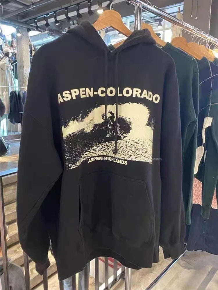 Classic Letter Graphic Print Sweatshirts Women Cotton Warm Casual Streetwear Pullover Tops Fashion Vintage Y2K Oversized Hoodies
