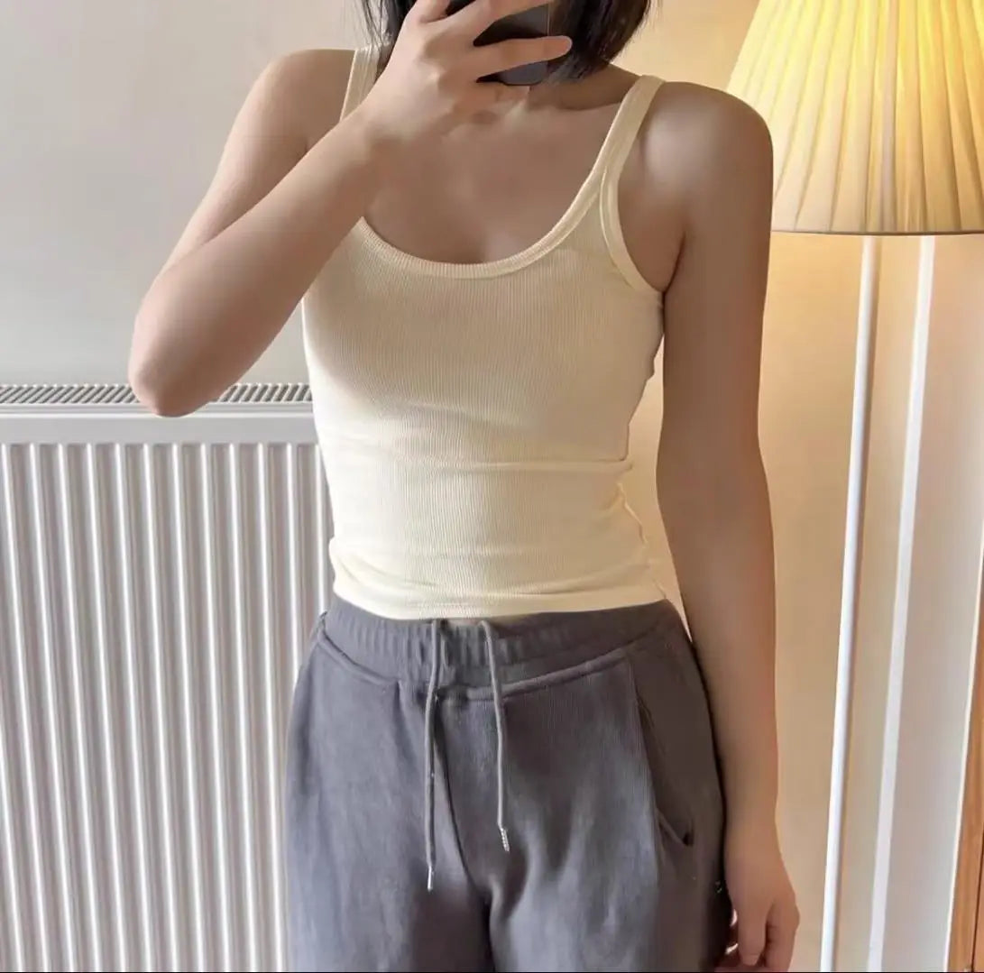 Simple Basic Ribbed Tank Tops Women Summer New Streetwear Casual Slim U-neck Sleeveless Vests Sweet Vintage All-match Camisole