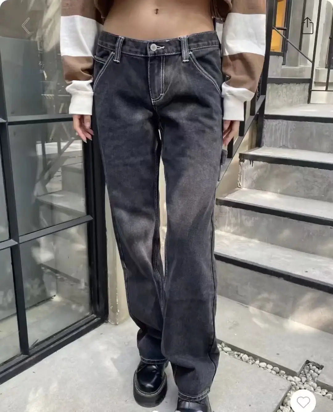 Vintage Buttons Loose Pants Women Summer Casual Low Waist Pockets Straight Long Pant Baggy Streetwear Preppy Style Trousers Y2K
