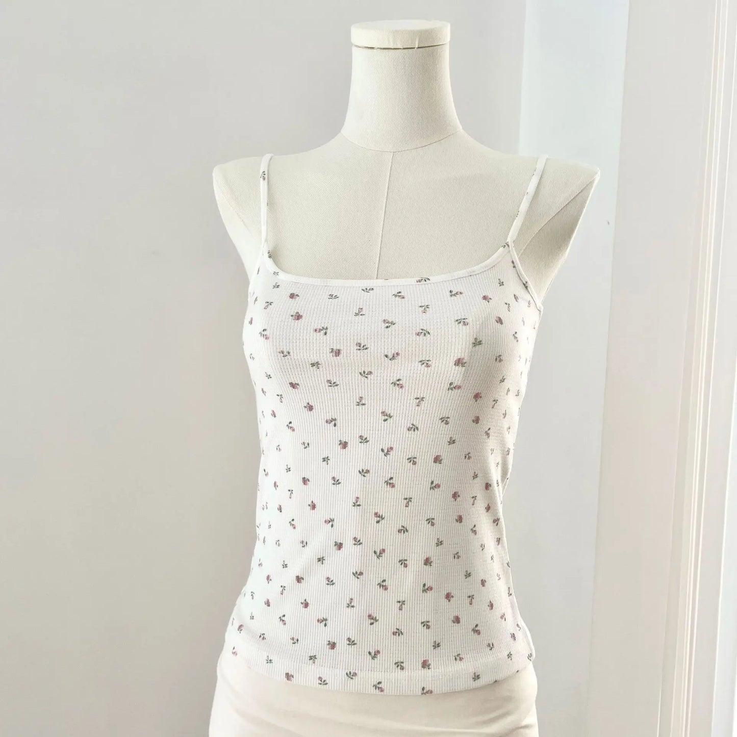 Floral Print Slim Cotton Camisole Women Summer Simple Streetwear Sleeveless Vests Female Cute Sweet Preppy Style Tank Tops Y2K