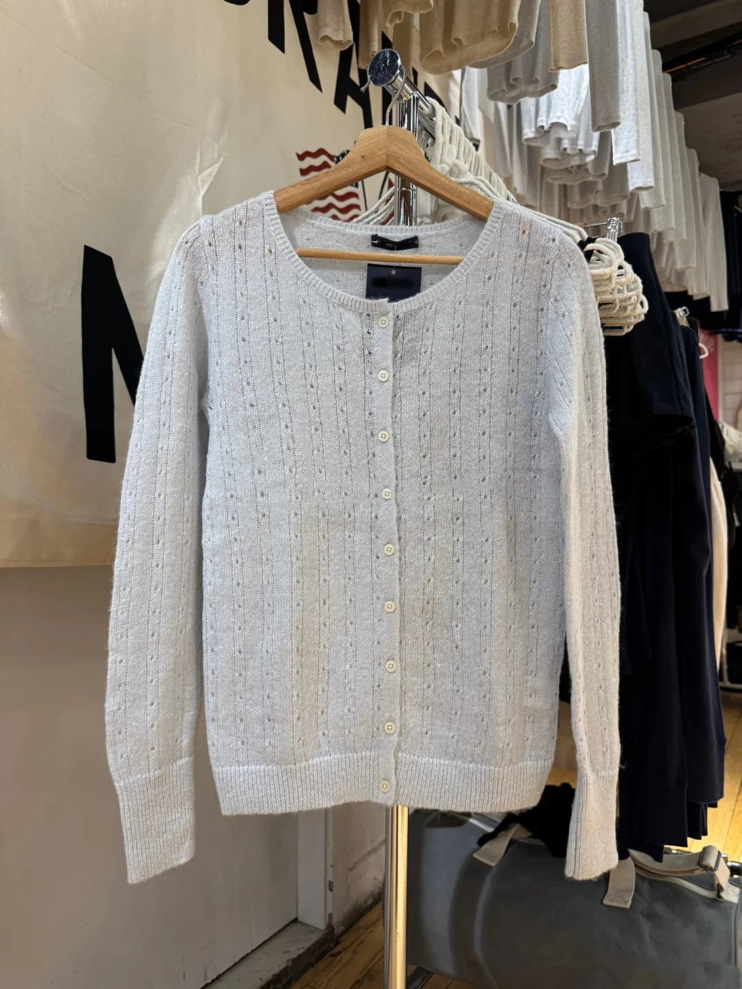 Hollw Out Mohair Long Sleeve T-Shirt Cardigan Women Autumn V-Neck Cotton Thin Smock Button Top Vintage Sweet Cute Tee Shirt Y2K