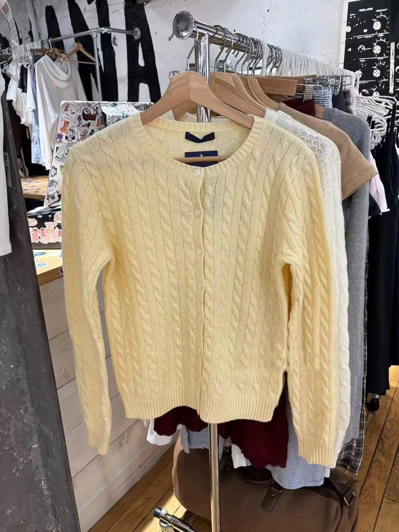 Blue Vintage Long Sleeve Knitted Cardigan Women New Cotton O-neck Casual Button Jumper Coat Sweet Preppy Style Sweater Y2K Tops
