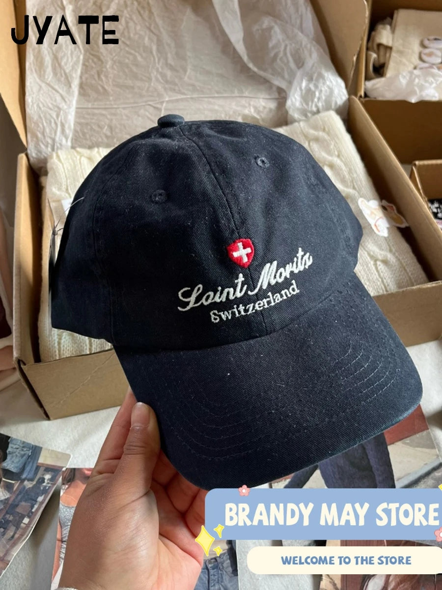 New Letter Embroidery Red Baseball Cap Women Casual Street Cartoon Sunscreen Hat Femme Vintage Preppy Style Snapback Hats Y2K