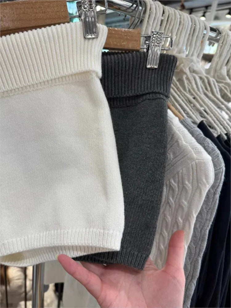 Sweet Solid Knitted T-shirt Shorts Set Women Short Sleeve Tee+Straight Sweatshorts Casual Preppy Style Home Pajama 2 Piece Sets