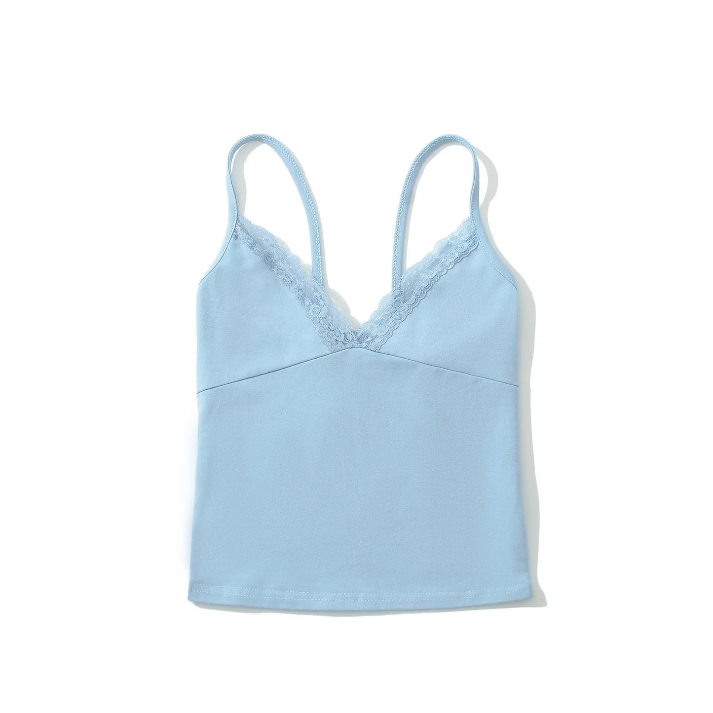 Sexy Lace Trim V-neck Tank Tops Women Summer New Casual Solid Preppy Style Slim Sleeveless Vests Sweet Cute Cropped Camisole Y2K