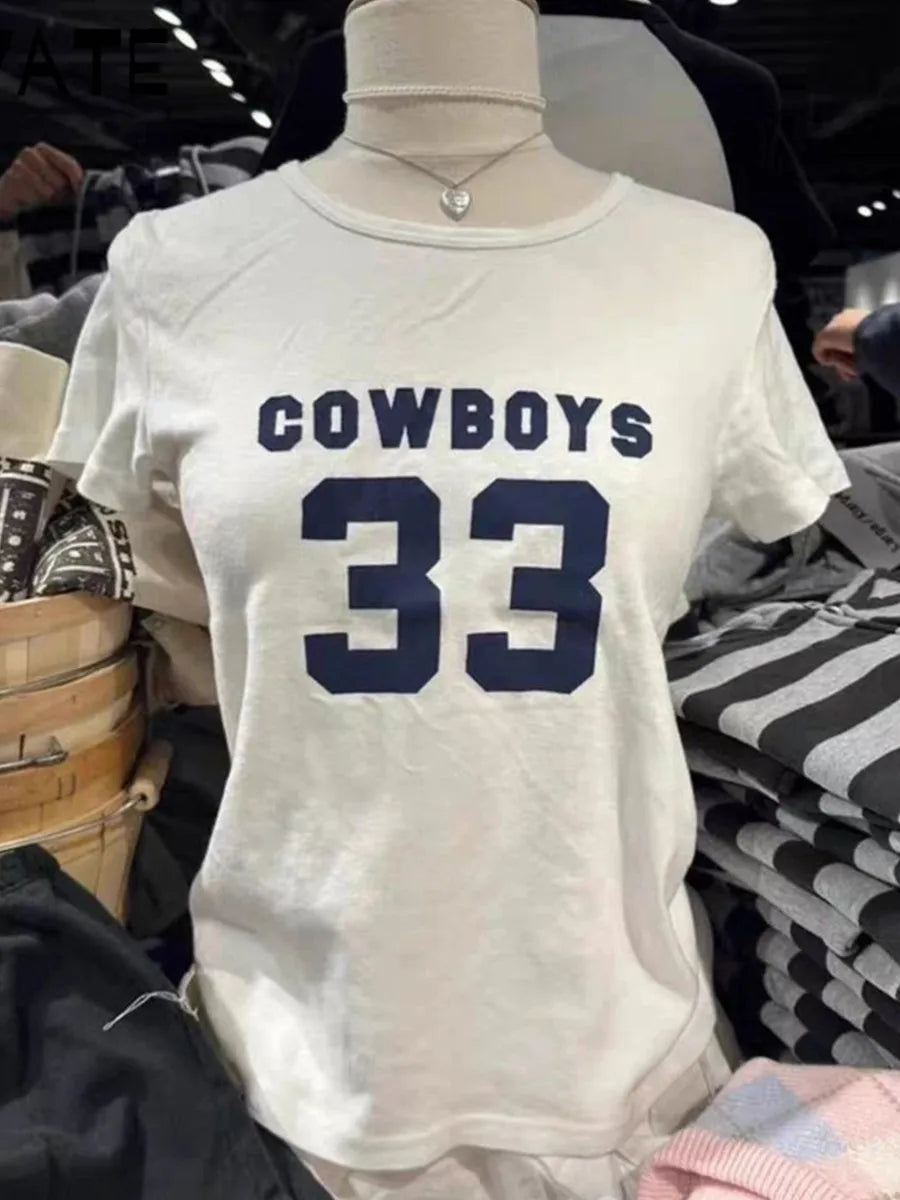 Fashion Letter Print Short Sleeve Tee Women Summer New Cotton Soft Streetwear O-neck Tops Clothes Sweet Chic Simple T-shirts Y2K