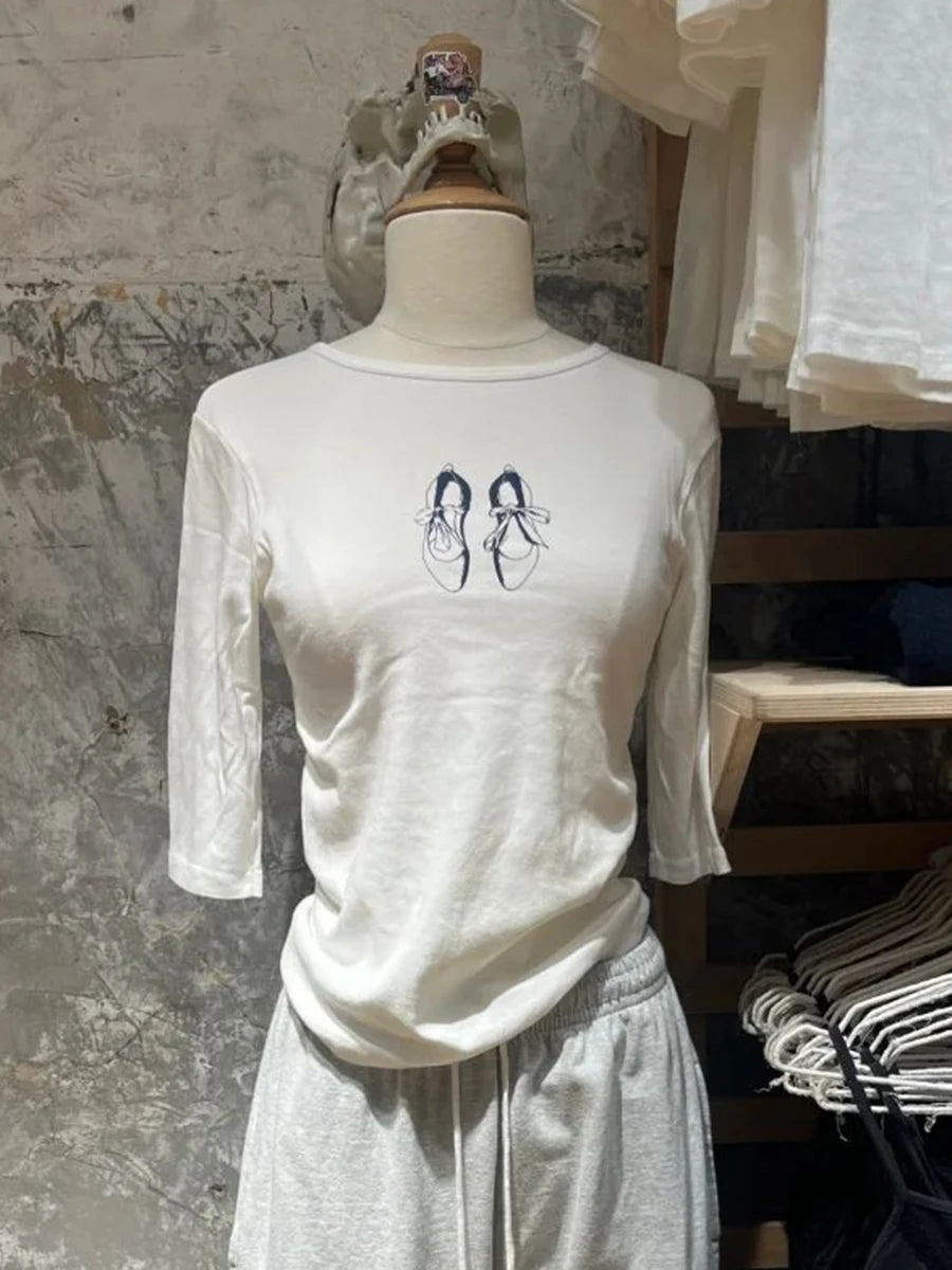 NO.28 Print Half Sleeve T-shirt Women Summer Cotton Simple O-neck Slim Tee Shirt Female Sweet Cute Preppy Style Y2K Crop Top New