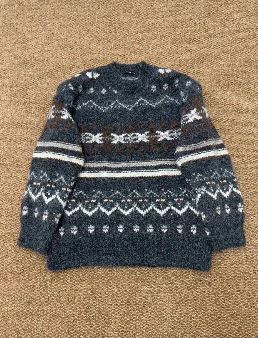 Women's Geometric Jacquard Sweater O-neck Long Sleeve Cotton Knitted Pullover Vintage Casual Cozy Jumper Sweet Y2k Autumn Top
