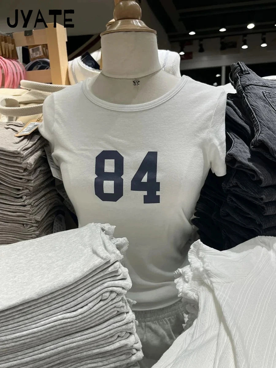 Fashion Letter Print Short Sleeve Tee Women Summer New Cotton Soft Streetwear O-neck Tops Clothes Sweet Chic Simple T-shirts Y2K