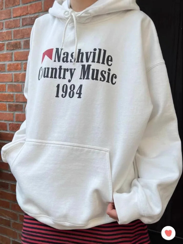 New Sweet Cute Little Bear Embroidery Beige Loose Hoodies Women Pocket Streetwear Cotton Pullover Tops Vintage Chic Sweatshirts