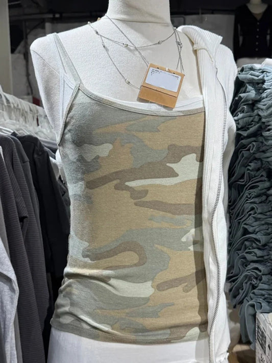 Y2K Camouflage Slim Camisole Women Summer New Streetwear Cotton Sleeveless Tank Top Female Casual Vintage Preppy Style Vest Tops
