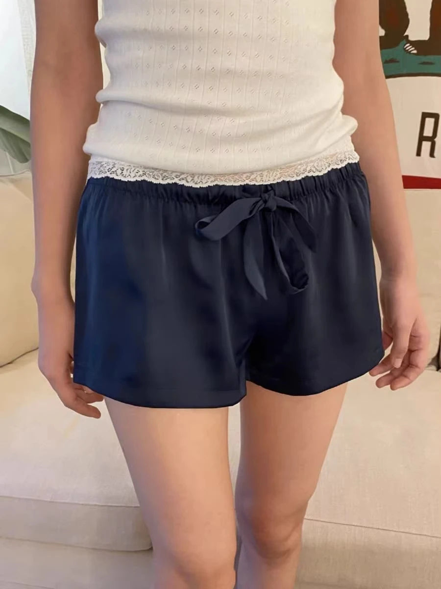 Sweet Pink Striped Button Short Pants Women Summer Cotton Loose Casual Elastic High Waist Home Underwear Cute Vintage Y2K Shorts