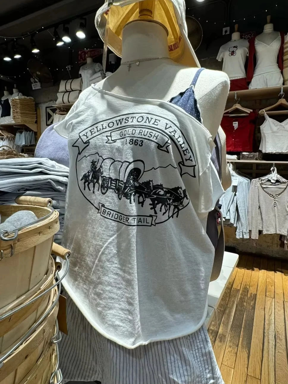 Carriage Print Slash Neck Crop Tops Women New Cotton Slim Streetwear Raw Hem Short Sleeve Tee Harajuku Vintage Cute T-shirts Y2K