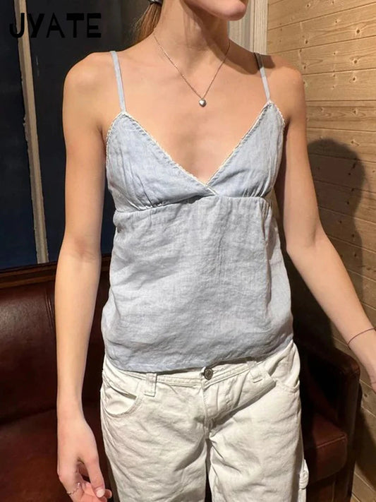 Sweet V-neck Lace Trim Camisole Women Summer New Cotton Sexy Simple Casual Cropped Vests Vintage Cute Basic Tank Tops Y2K Femmle