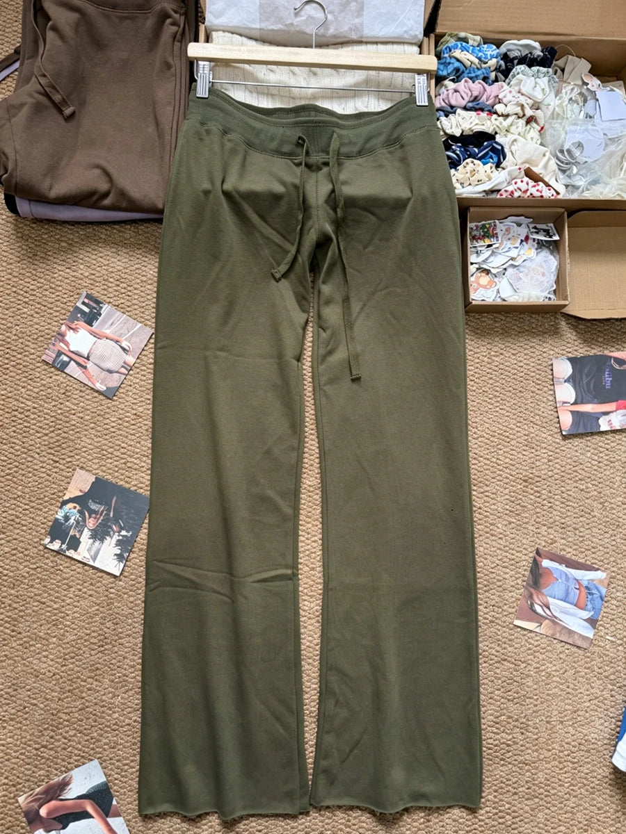 Camouflage Drawstring Joggers Sweatpants Women Streetwear Casual High Waist Wide Leg Pants Vintage Preppy Style Loose Trousers