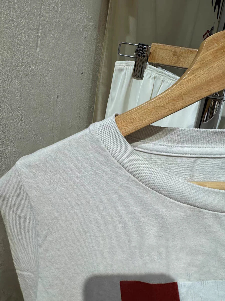 Fashion Flag Print Vintage T-Shirt Woman Summer Cotton O-Neck Short Sleeve Tee Shirts Female Vintage Streetwear Sweet Tshirt Y2K