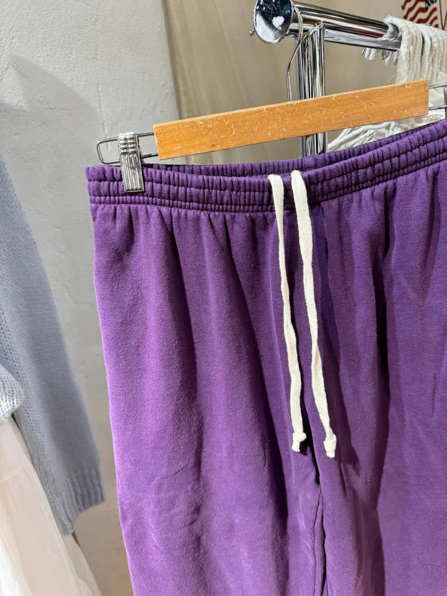 Vintage New Purple Drawstring Straight Sweatpants Women Autumn High Waist Cotton Trouser Casual Streetwear Sport Loose Long Pant