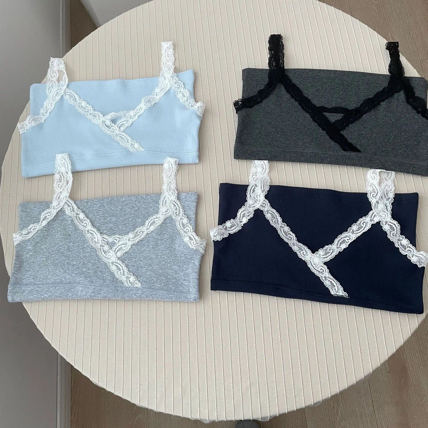Lace Trim V-neck Sleeveless Vests Women Summer New Sexy Solid Cotton All-match Slim Tank Tops Cute Preppy Style Sweet Camis Y2K