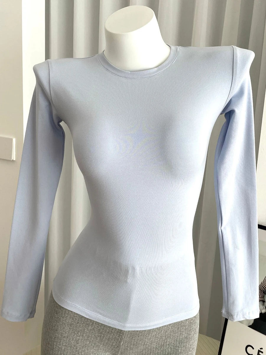 Solid Skinny Cotton T-shirt Pant Set Woman O-neck Long Sleeve Tee+Foldover Flare Yoga Pant Sport 2 Piece Sets Can mix and match