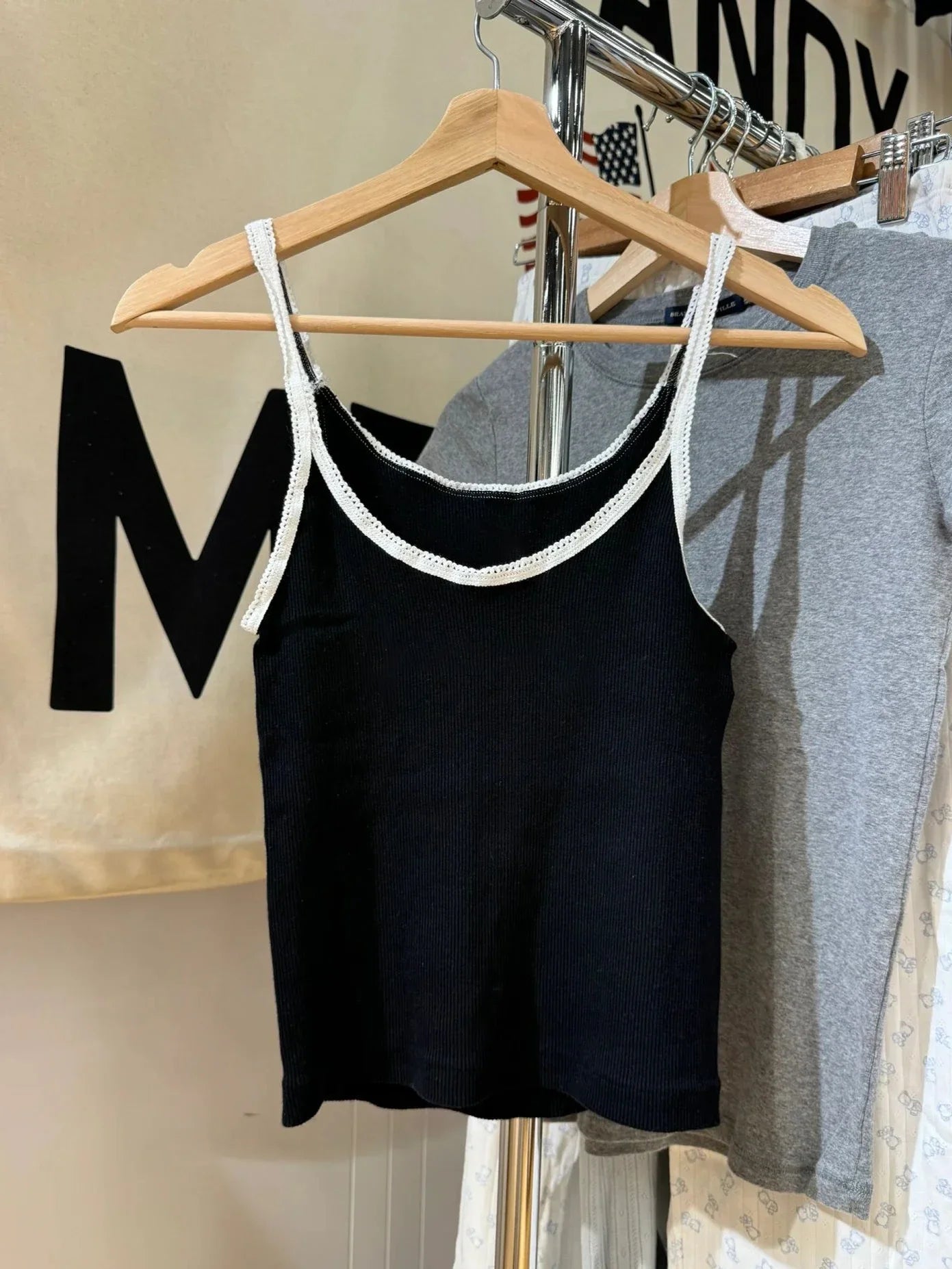 New Flower&Heart Embroidery Navy Tank Top Woman Summer Lace Trim U Collar Cotton Slim Camisole Female Vintage Sweet Camisole Y2K