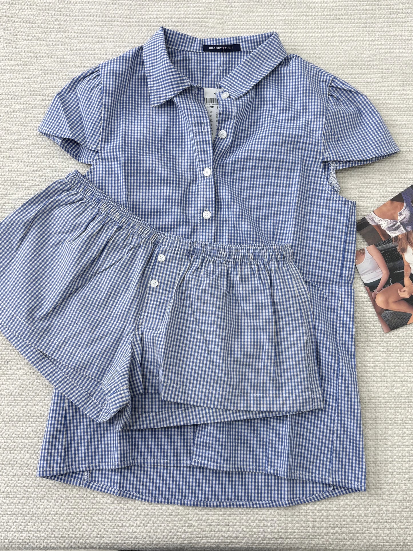 Pink Buttons Blouse T-shirt Short Sets Women Slim Short Sleeve Tees+Straight Sweatshorts Sweet Cute Home Pajama 2 Piece Outfits
