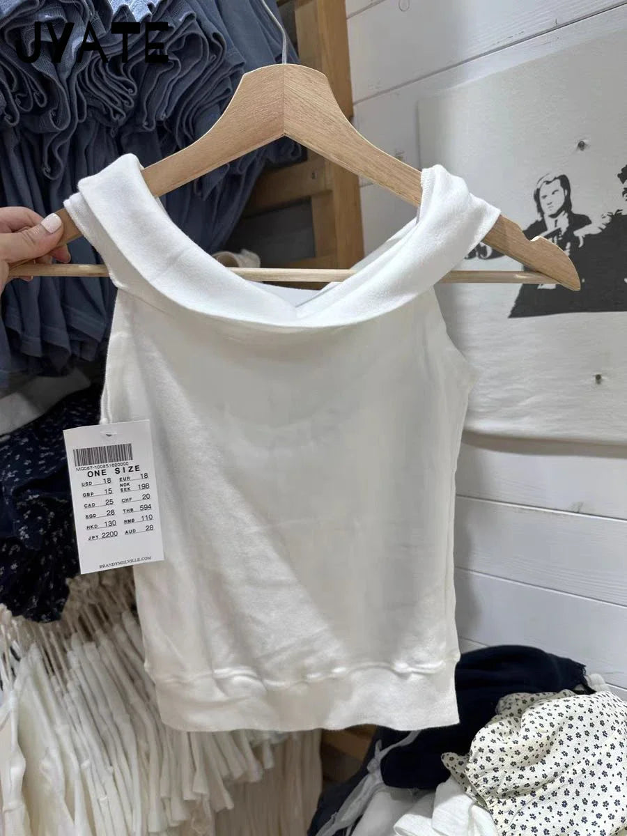 Sweet White Strapless Crop Tops Women Summer New Cotton Slash Neck Slim Cropped Tees Shirt Streetwear Preppy Style T-shirts Y2K