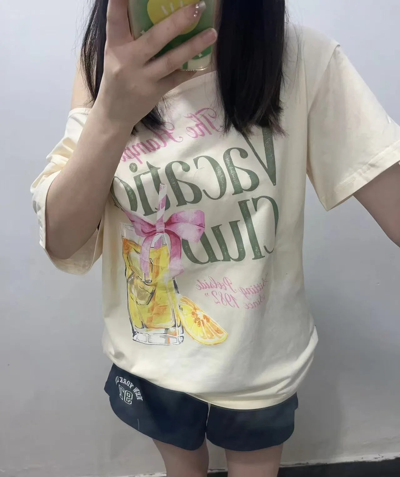 Strawberry Print Cotton T-shirts Women Summer Sexy Slash Neck Loose Short Sleeve Tees Female Sweet Streetwear Preppy Style Tops