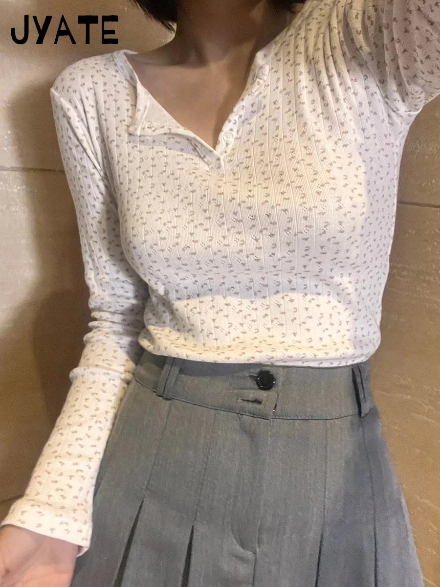 Sweet Pink Hollow Out Long Sleeve Tees Women Summer O-neck Buttons Cotton Slim Sexy Tops Female Cute Vintage Chic Y2K T-shirts