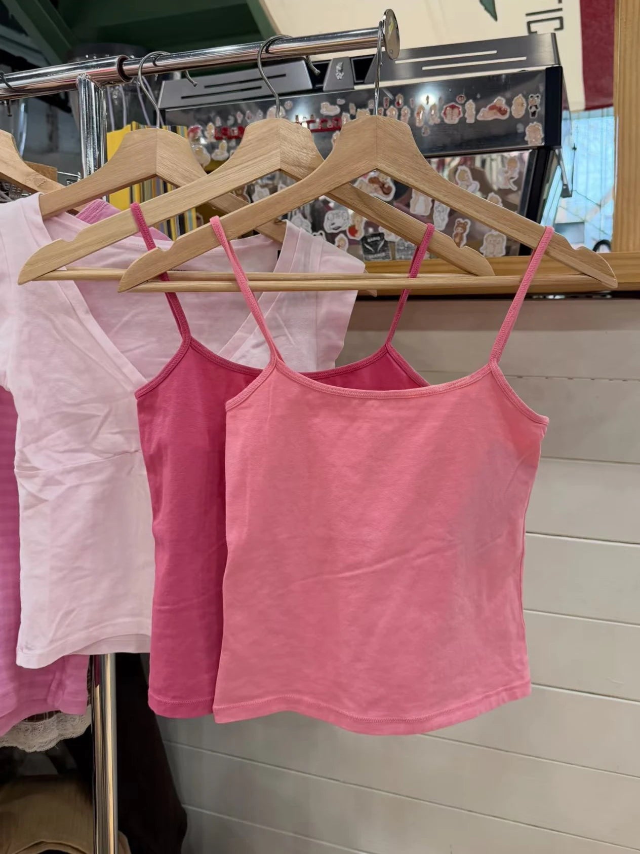 Rose Red Slim Crop Top for Woman Summer Solid Simple Cotton Basic Tank Tops Casual Preppy Style Sweet All-match Cropped Camis