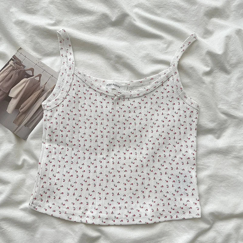 Lace Trim Solid Slim Eyelet Tank Tops Women Summer New Bow Preppy Style Sleeveless Vests Basic Sweet Cute Camisole Y2K Clothes