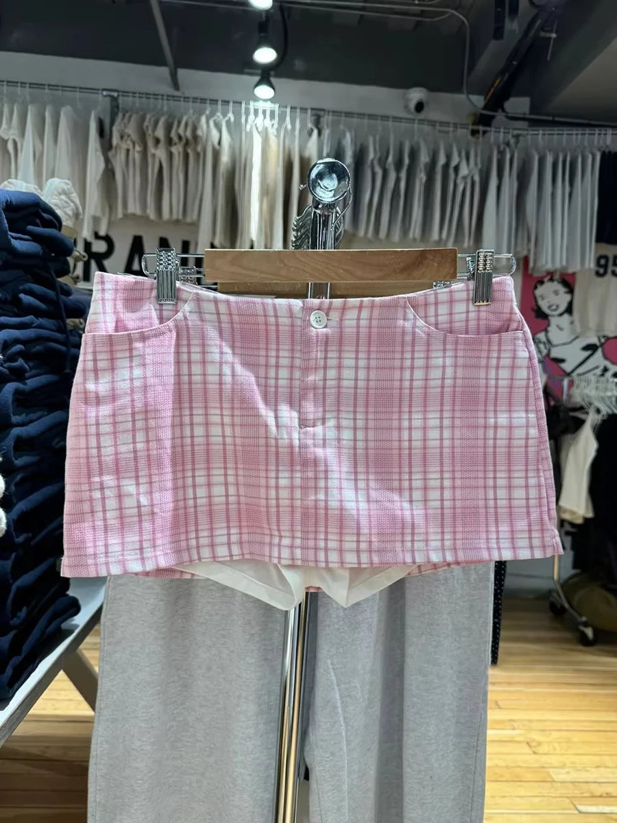 Vintage Denim Mini Cargo Skirts Women Summer New Streetwear Casual Cotton Slim Sexy Low Rise Skirt Harajuku Sweet Y2K Falda 2024