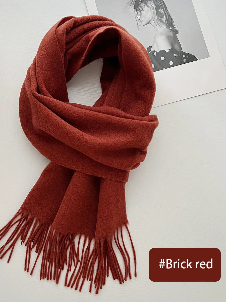 New Solid Tassel Knitted Scarf Women Winter/fall Unisex Warm Wool Long Size Vintage Casual All-match Preppy Style Scarves Y2K