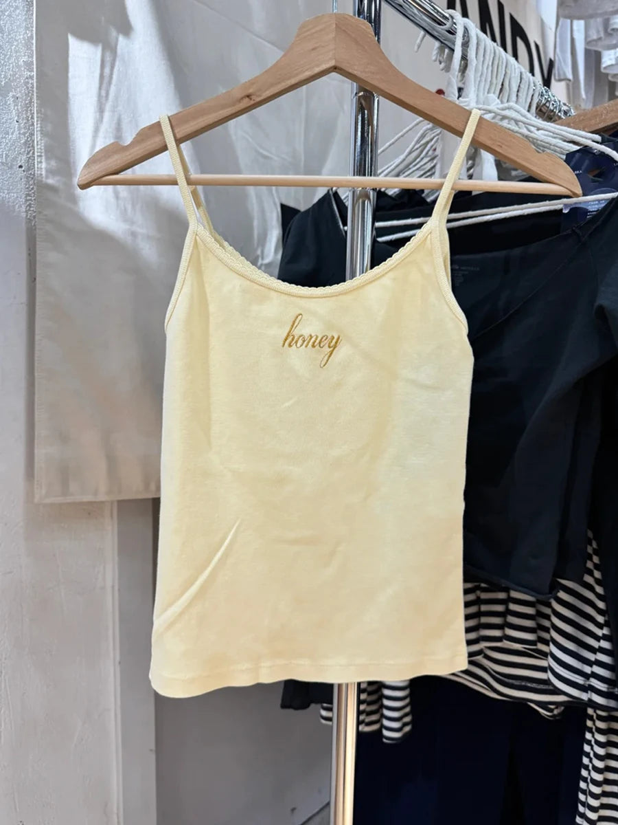 Vintage Radio Print Slim Tank Tops Women Summer New Cotton Casual Lace Trim Sleeveless Vests Harajuku Streetwear Camisole Y2K