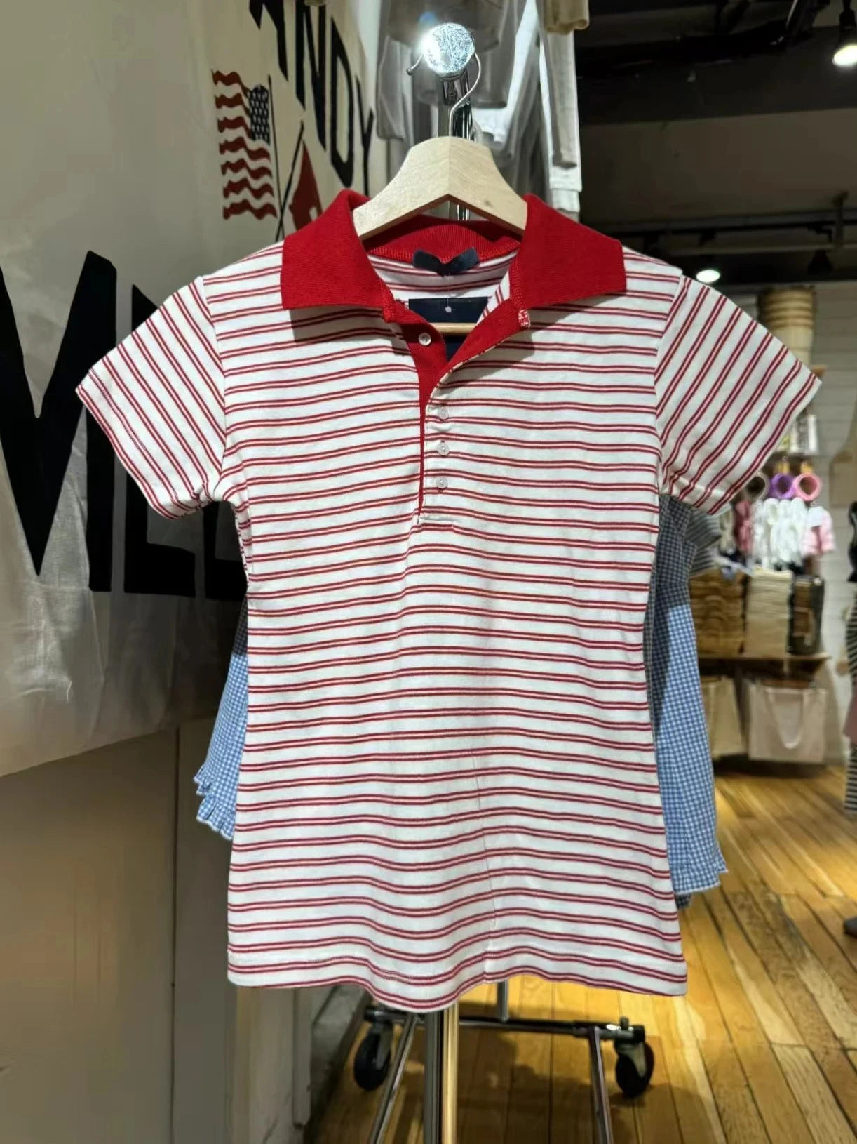 Sweet Red Striped Polo T-shirt Women Summer Casual Simple Cotton Turn Down Collar Short Sleeve Tees Preppy Style T Shirt Clothes