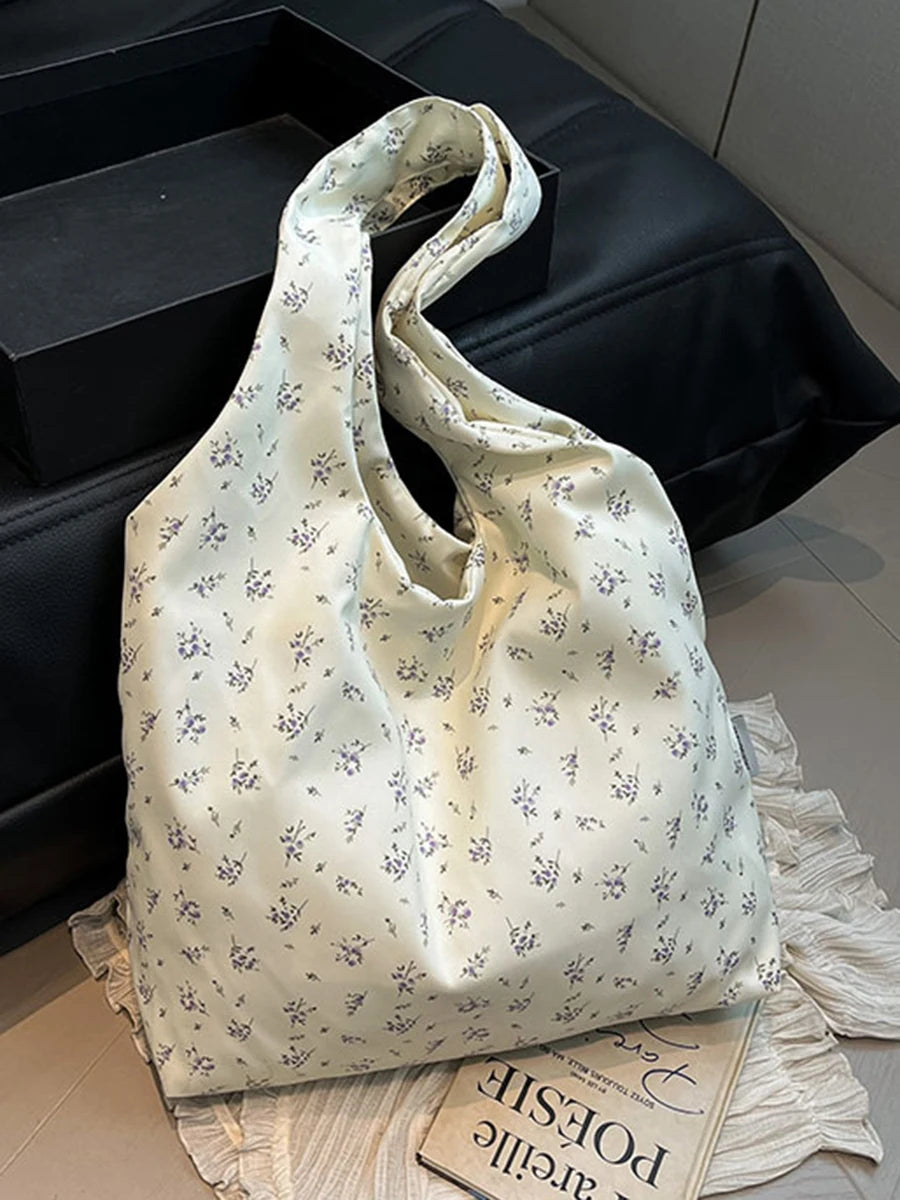 Korean Style Nylon Bag for Women Large Capacity Fashionable single-shoulder Tote Bag Sweet Cute Casual Students Underarm Bag Y2K