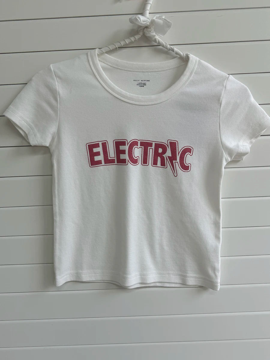 Glitter Letter Print T-shirts Women Summer Casual Preppy Style Cotton O-neck Short Sleeve Cropped Tees Sweet Cute Simple Tshirts
