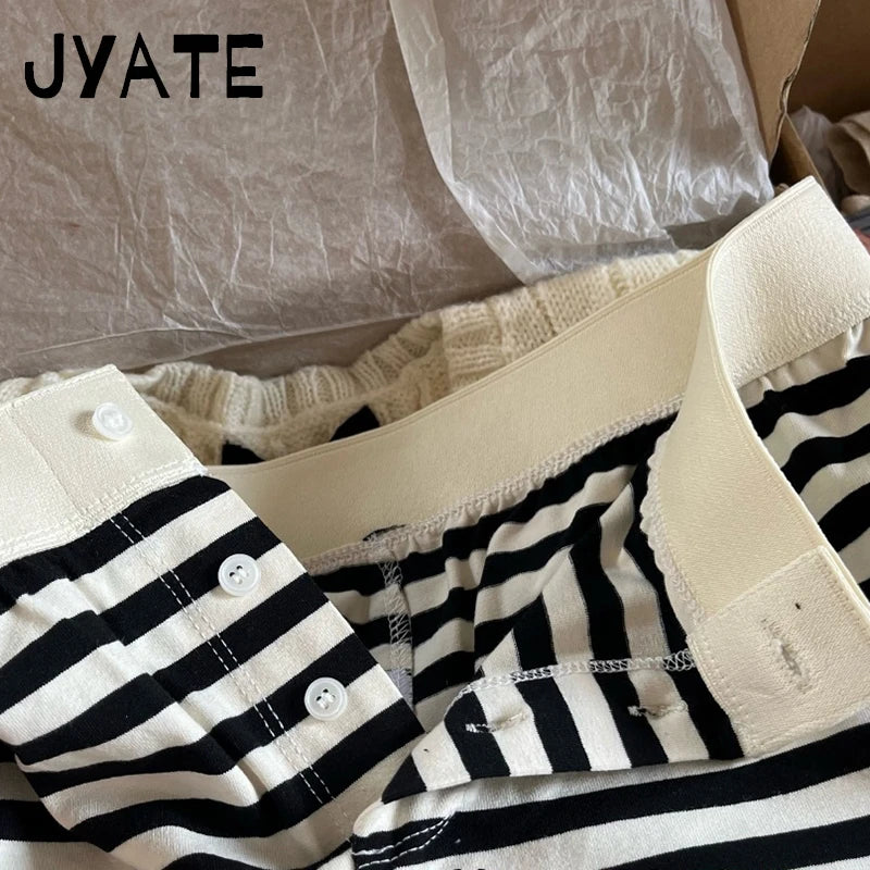Harajuku Striped Buttons Home Underwear Women Summer New Cotton Soft Casual Simple Short Pants Vintage Chic Sweet Pajama Shorts
