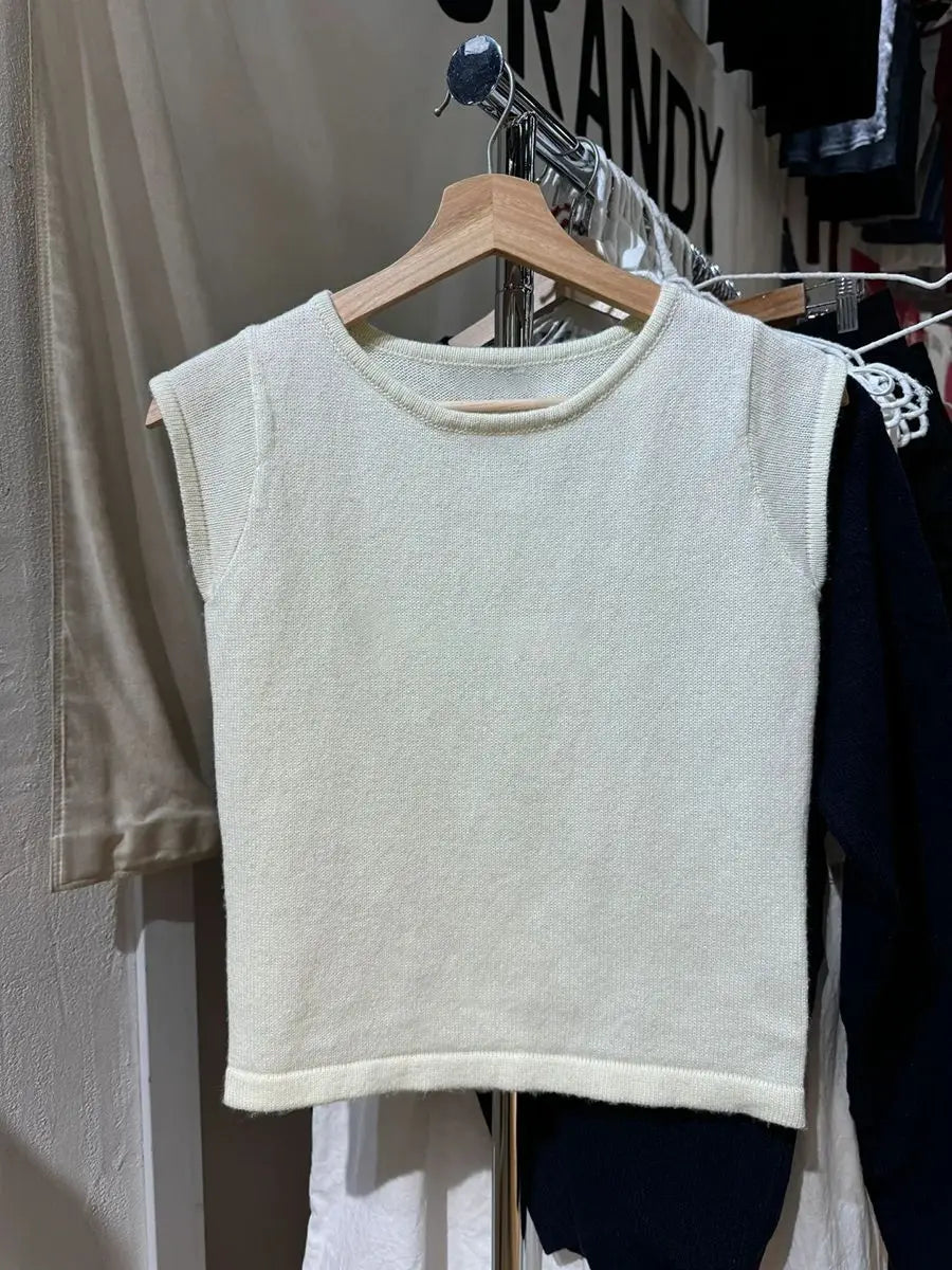 New Beige Knitted Slim Crop Top Women Summer Casual Chic Round Neck Sleeveless Cotton Camisole Simple Sweet Basic Vest Y2K Tops