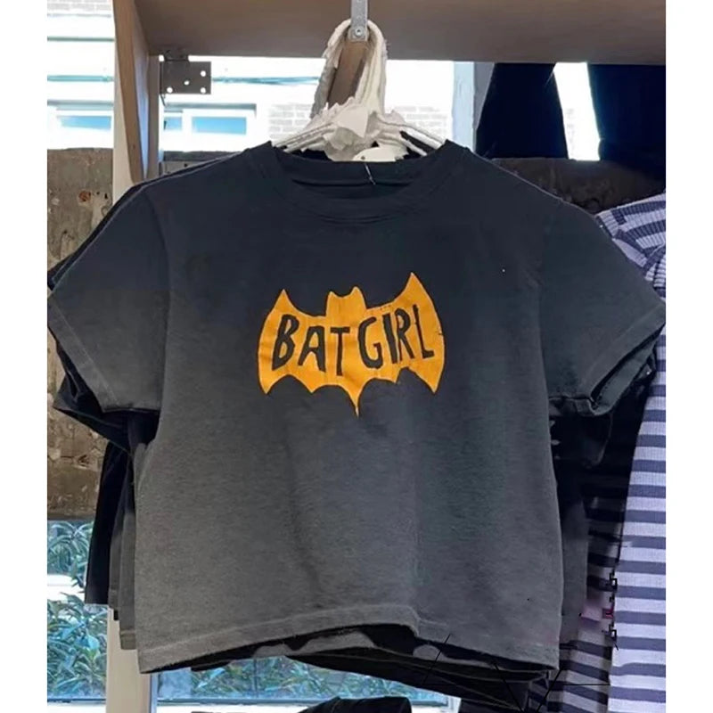 Graphic Print Short Sleeve Tees Women Summer Simple Casual Streetwear Cotton O-neck Slim Tops American Vintage T-shirts Y2K